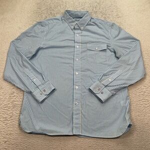 Rhone Commuter Striped Shirt Mens Medium Blue Stretch Performance Button Front